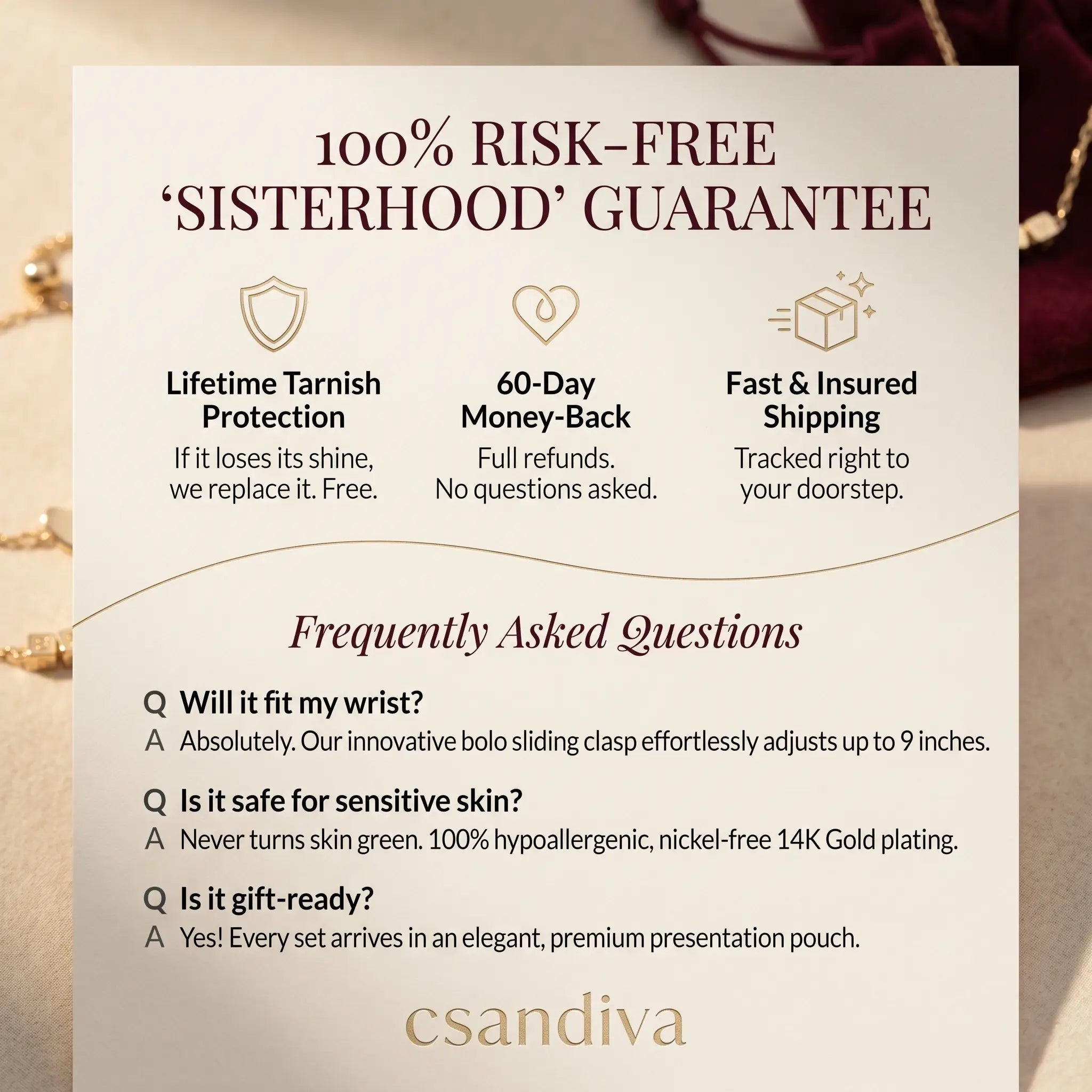 Csandiva 14K Gold "Eternal Bond" Matching Bracelet Set (2-Piece) | Today Only 90% OFF🔥