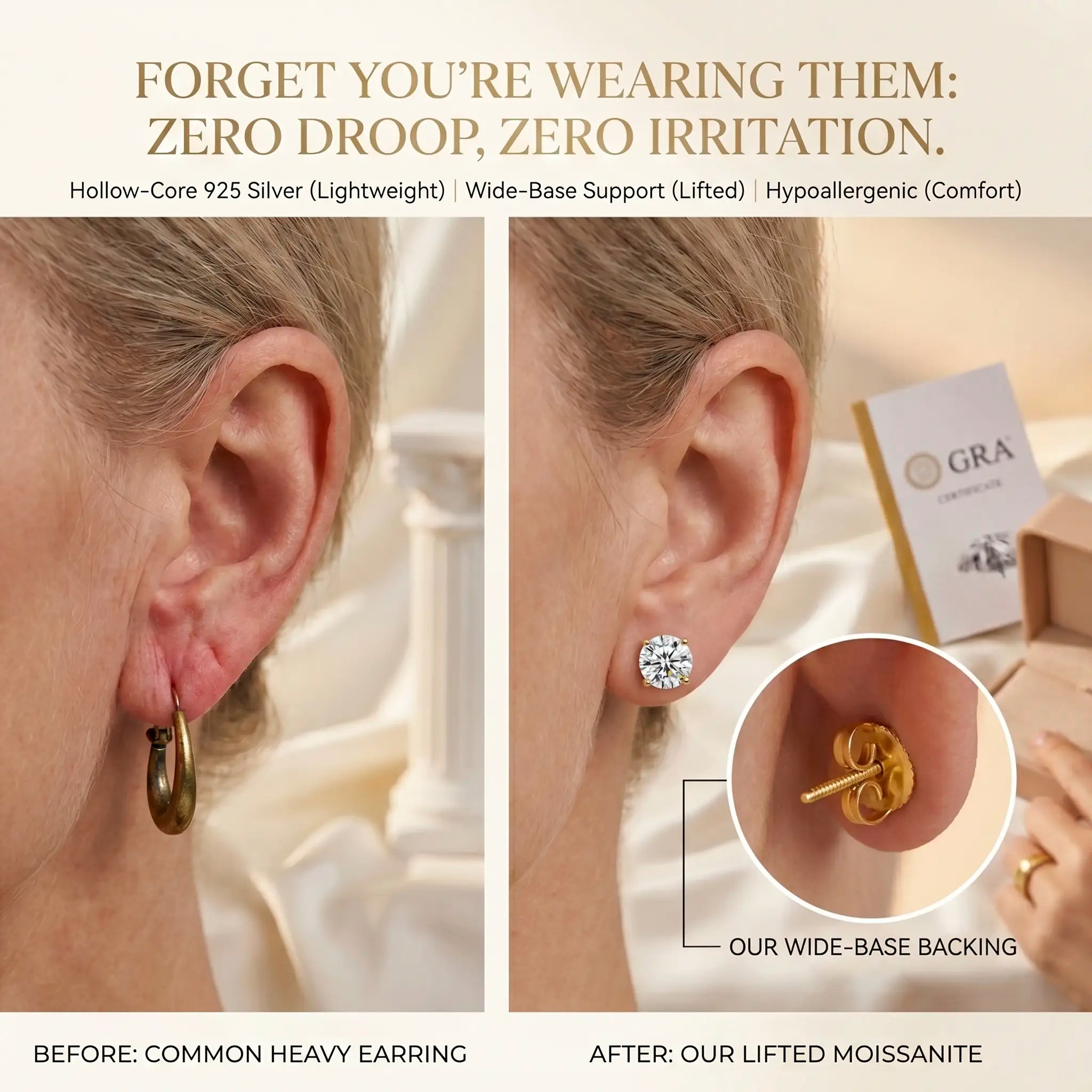 D-Color VVS1 Moissanite Stud Earrings — Exceptional Brilliance, Lightweight Comfort & Everyday Luxury Without the Diamond Price | Gold or Silver | Last Day Sale-90% OFF🔥