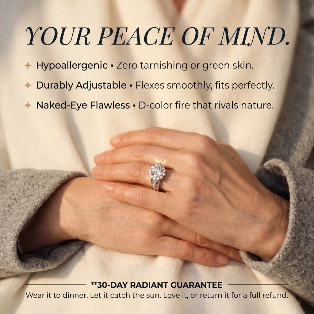 csandiva™ The "Everlasting" 5.0ct Adjustable Halo Ring - Comfort Fit & Travel-Safe Brilliance | Claim 90% OFF Today🔥