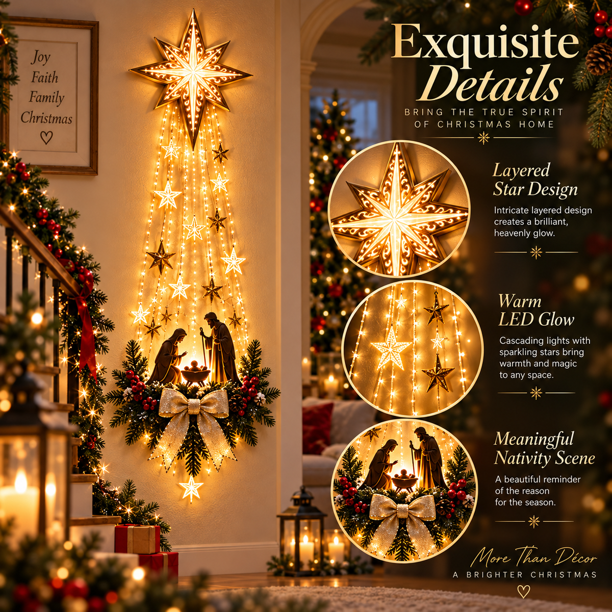 ✨Last Day 90% OFF✨✝️ Bethlehem Star of Faith™ – Lighted Nativity Wall Decor