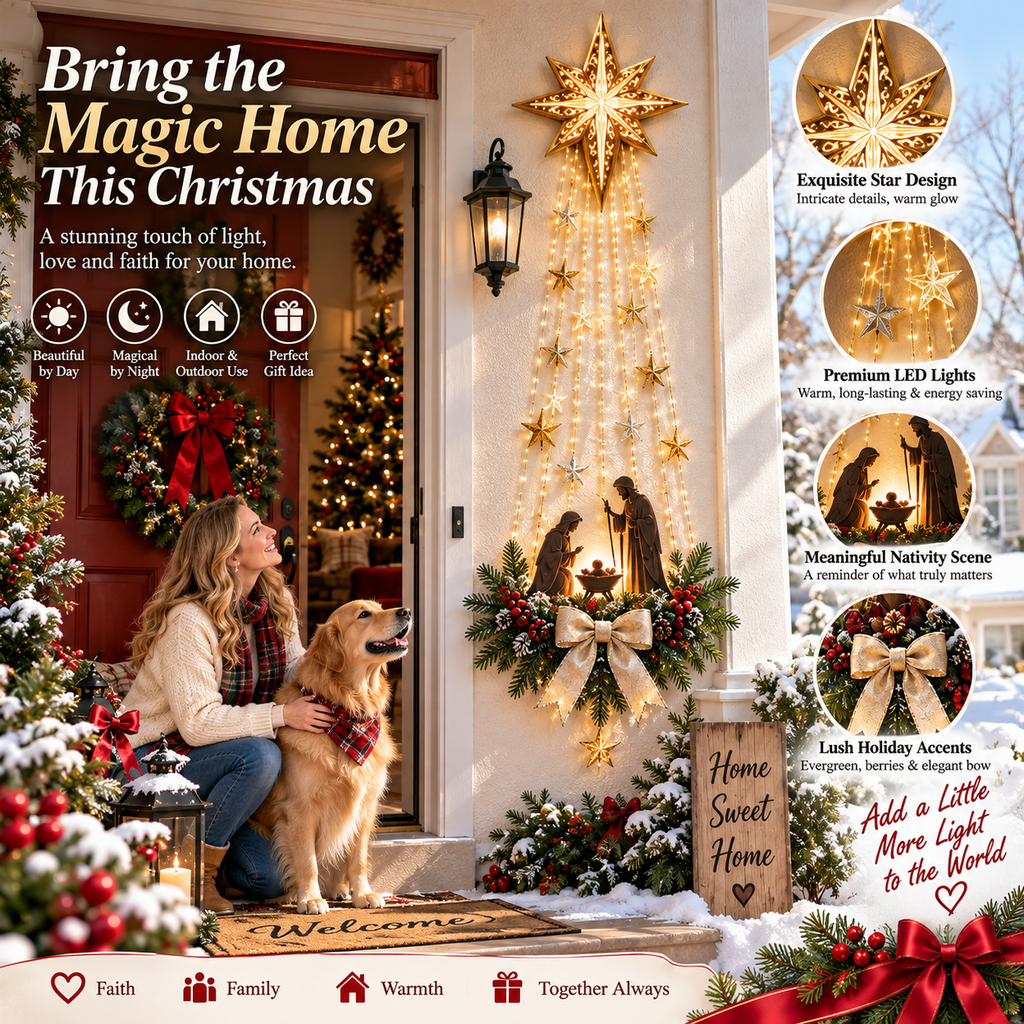 ✨Last Day 90% OFF✨✝️ Bethlehem Star of Faith™ – Lighted Nativity Wall Decor