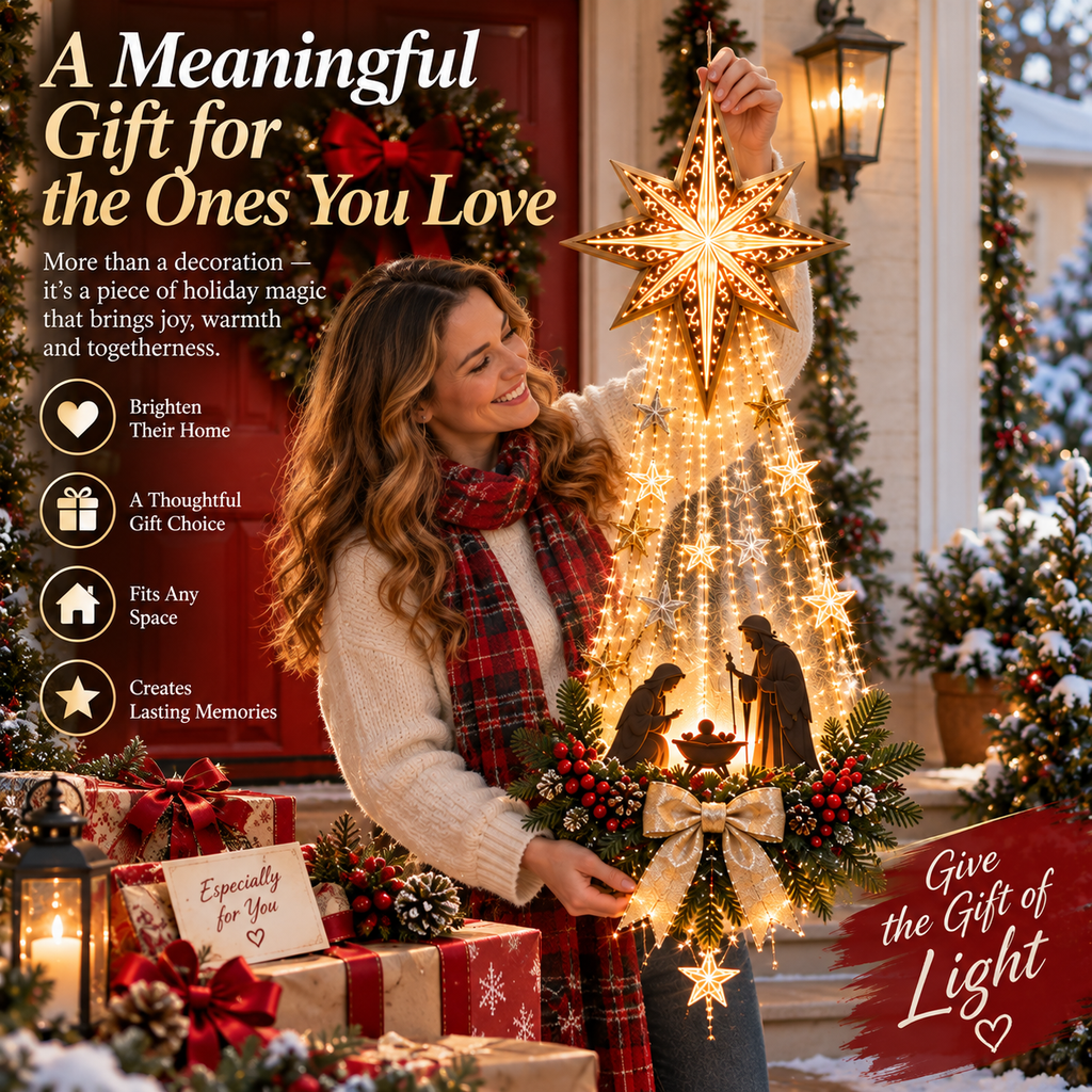 ✨Last Day 90% OFF✨✝️ Bethlehem Star of Faith™ – Lighted Nativity Wall Decor