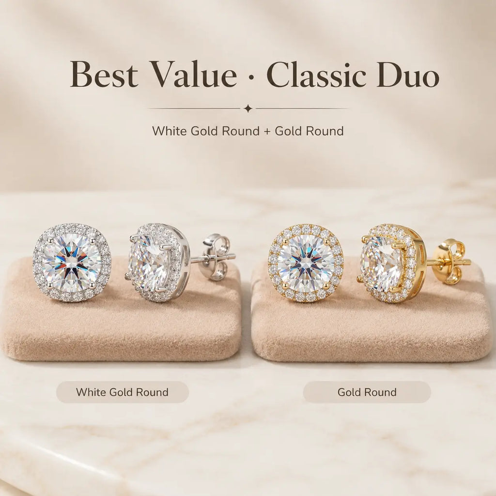 csandiva™ VVS1 Moissanite Halo Studs - Zero Droop Comfort & 100% Waterproof Brilliance | Claim 90% OFF Today🔥