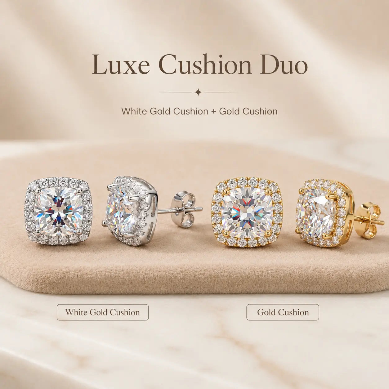 csandiva™ VVS1 Moissanite Halo Studs - Zero Droop Comfort & 100% Waterproof Brilliance | Claim 90% OFF Today🔥