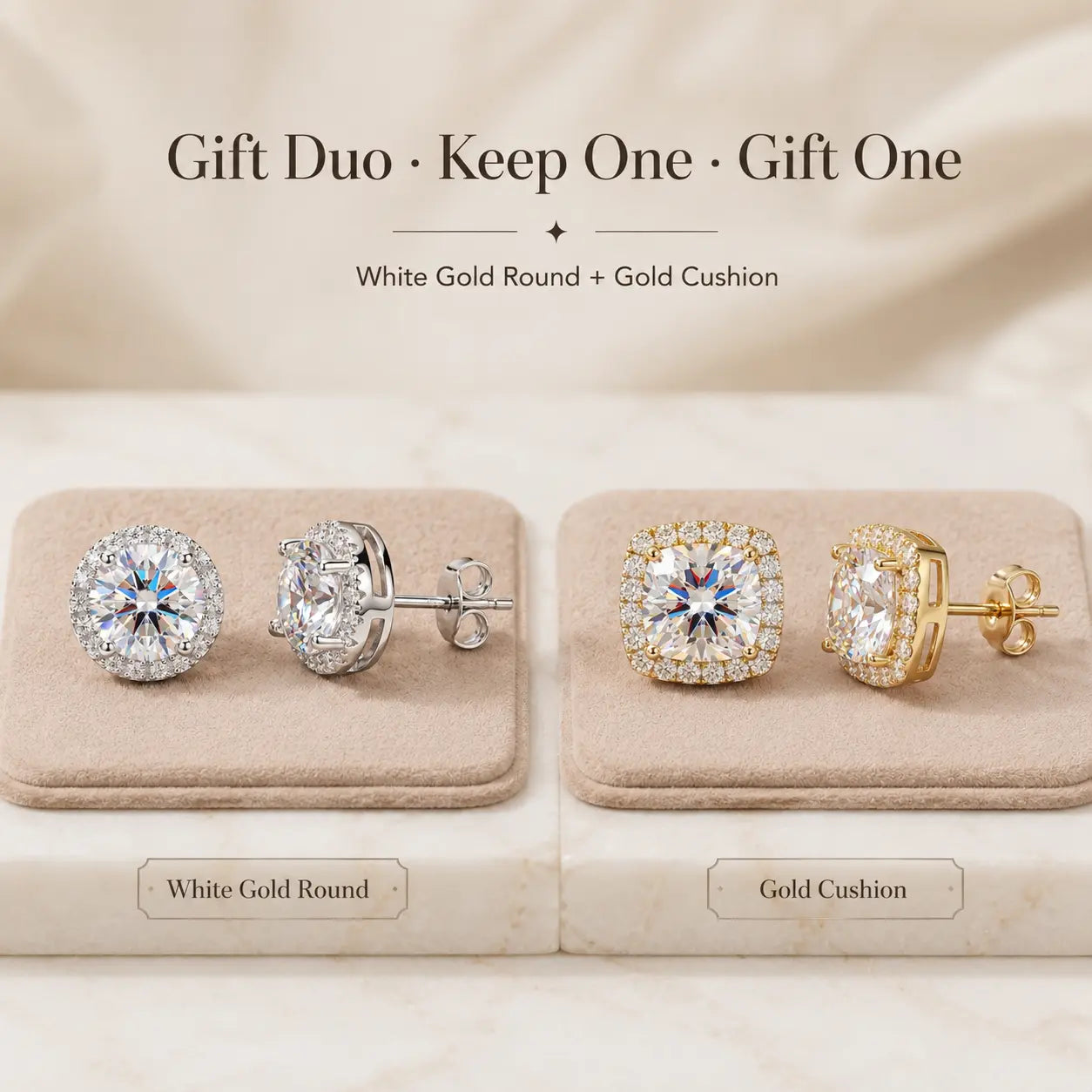 csandiva™ VVS1 Moissanite Halo Studs - Zero Droop Comfort & 100% Waterproof Brilliance | Claim 90% OFF Today🔥