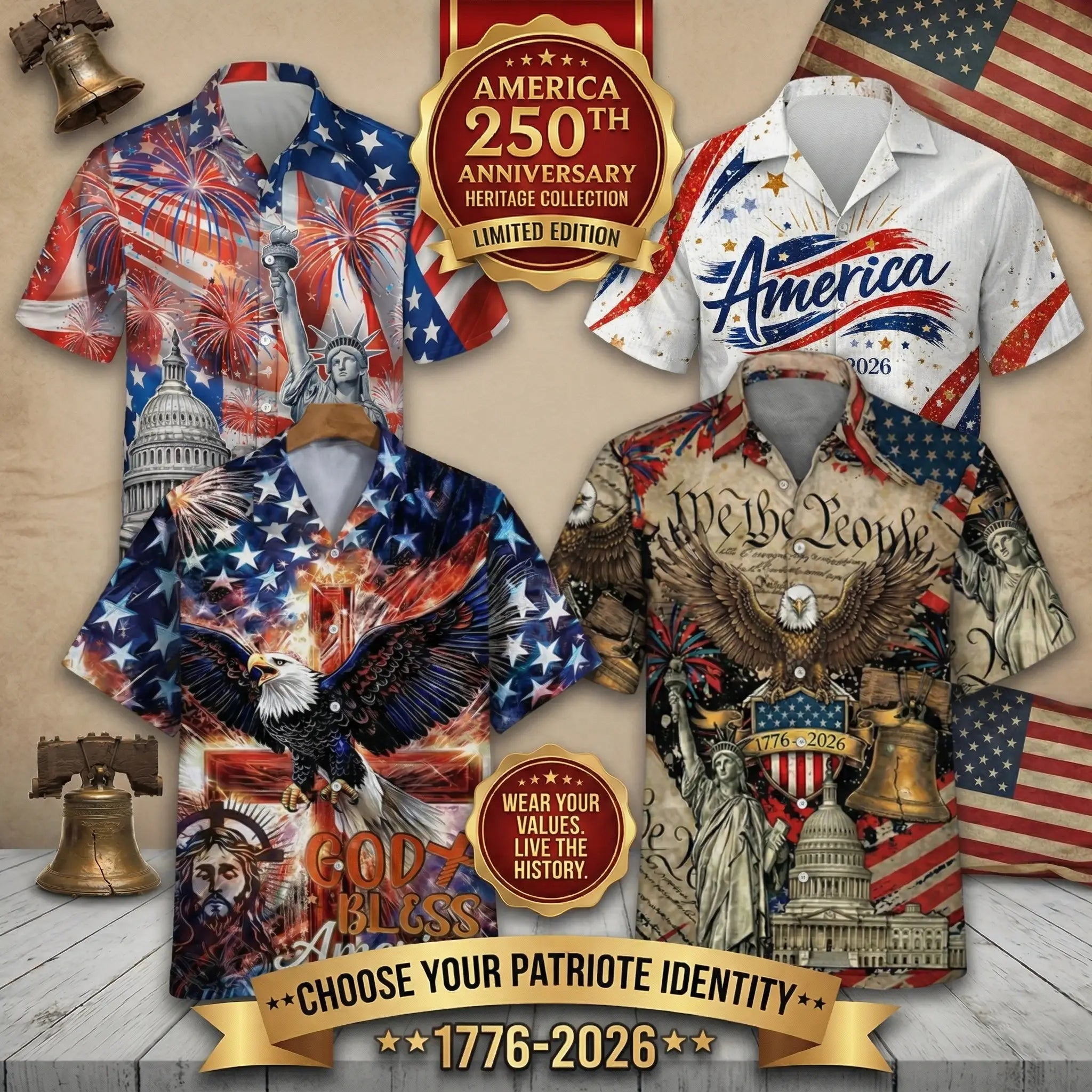 America 250th Anniversary Hawaiian Shirt | Faith & Freedom Apparel Last Day Sale-90% OFF🔥