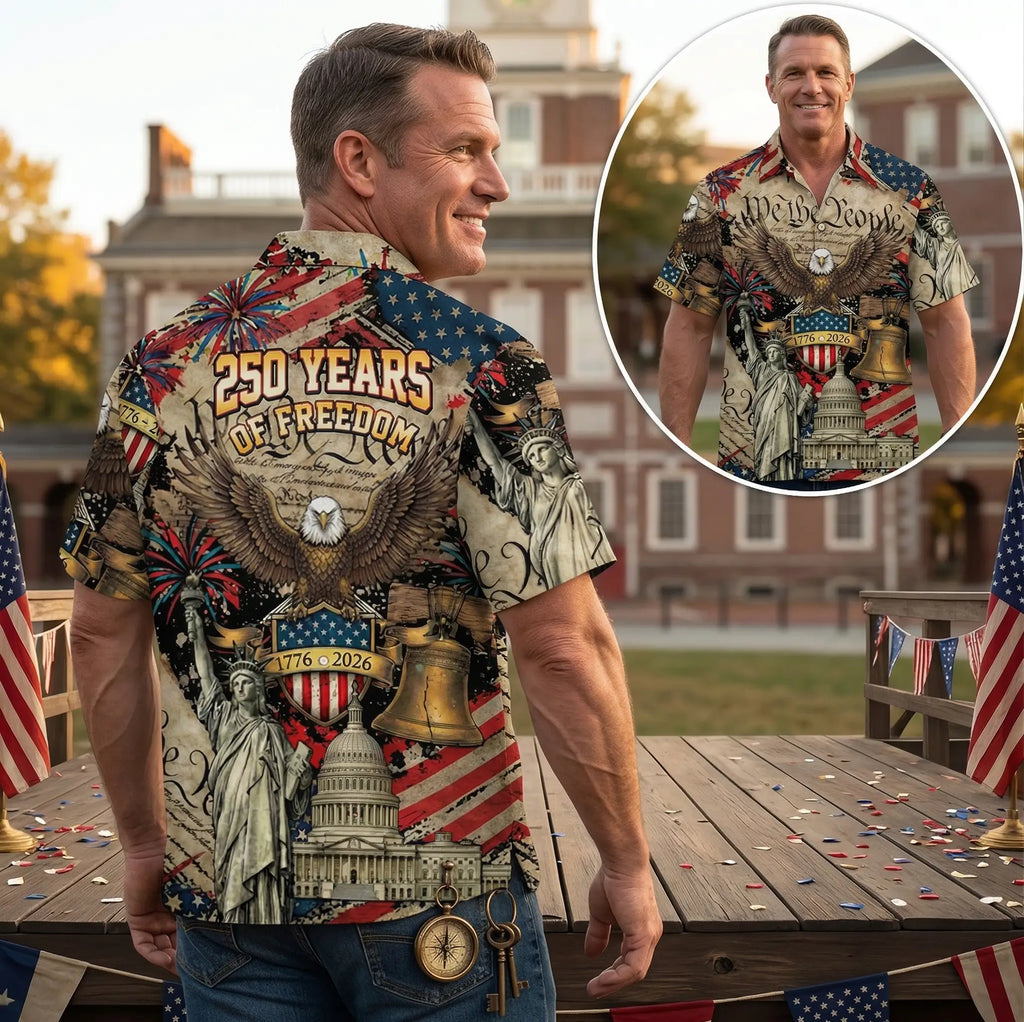 America 250th Anniversary Hawaiian Shirt | Faith & Freedom Apparel Last Day Sale-90% OFF🔥