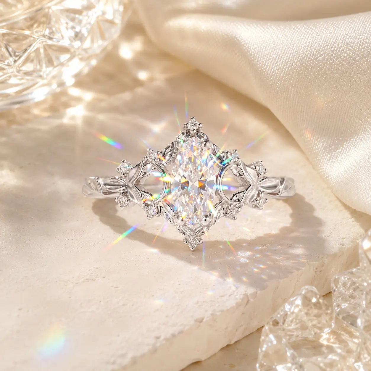 The Evergrowth™ Marquise Vine Moissanite Ring — An Elongated, Hand-Flattering Botanical Heirloom Design With Brilliant Fire in Gold or Silver | Last Day Sale-90% OFF🔥