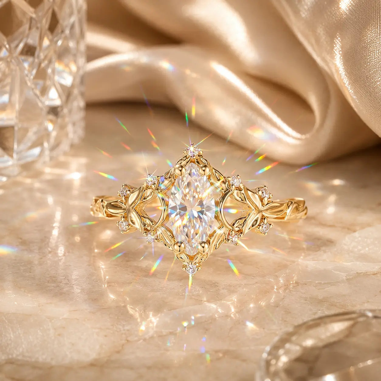 The Evergrowth™ Marquise Vine Moissanite Ring — An Elongated, Hand-Flattering Botanical Heirloom Design With Brilliant Fire in Gold or Silver | Last Day Sale-90% OFF🔥