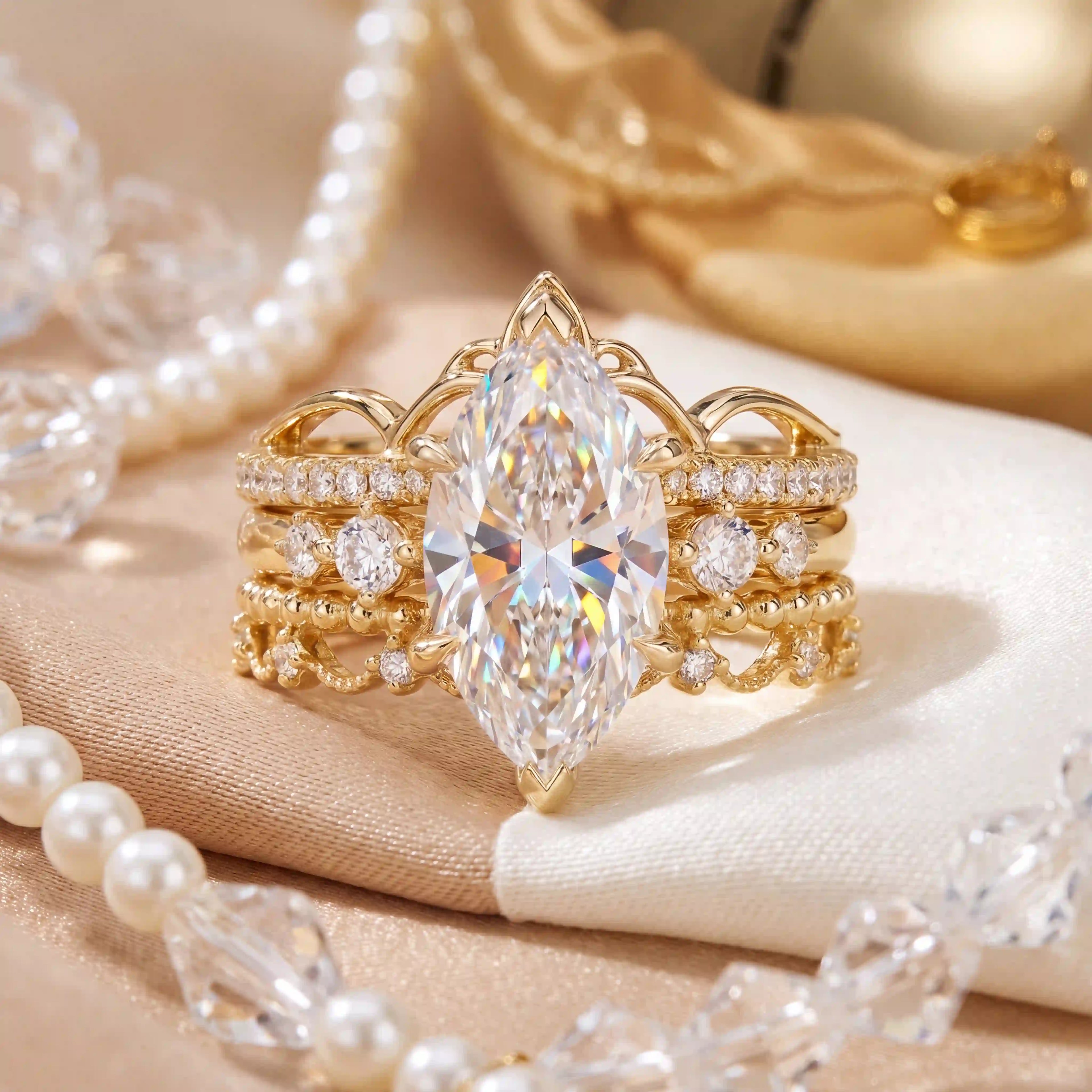 The Complete Marquise Crown Ring Stack — 3 Perfectly Matched Rings, One Unforgettable Look-Last Day Sale-90% OFF🔥
