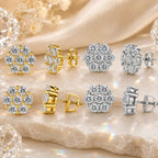 The Floral Stud Earrings That Make Every Look Shine — 7-Stone Moissanite Brilliance with Gold & Silver Finishes and Butterfly or Secure Screw Back Options | Gold or Silver | Last Day Sale-90% OFF🔥
