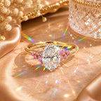 The Blush Bloom™ Oval Moissanite Ring — A Brilliant Oval Center Framed by Delicate Baby’s-Breath Sapphire Clusters in Gold or Silver | Last Day Sale-90% OFF🔥