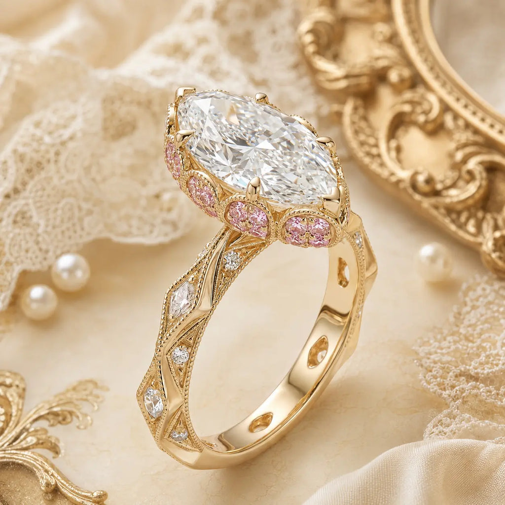 A Timeless Heirloom-Inspired Marquise Ring With Unforgettable Diamond Brilliance | Last Day Sale-90% OFF🔥