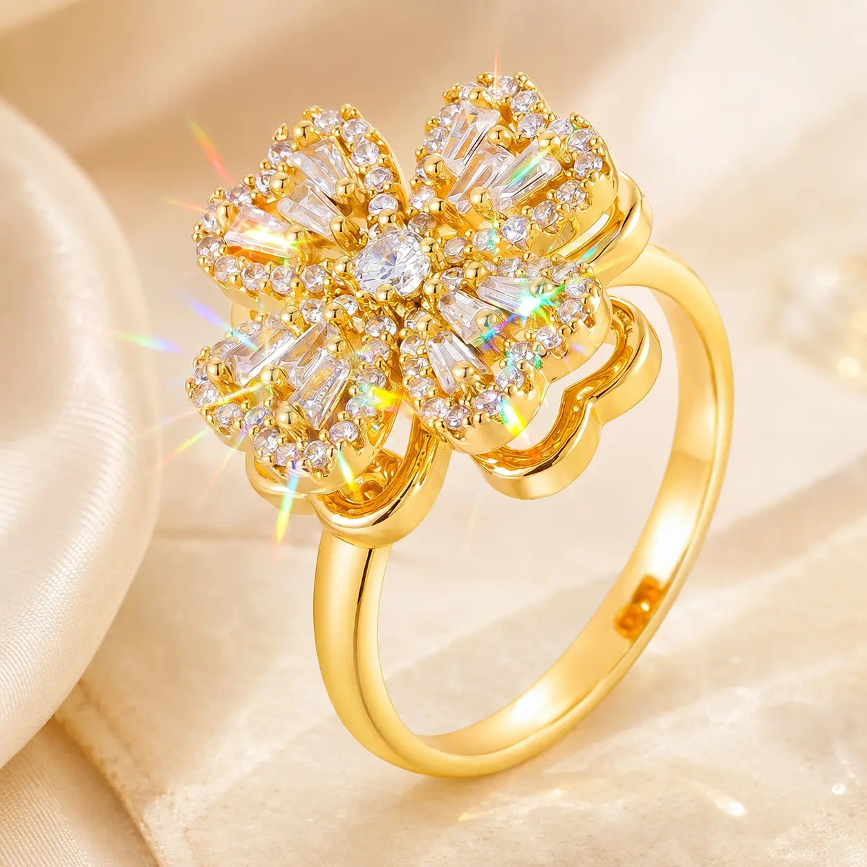 Lucky Clover Spinner Ring – Wear Your Luck, Spin Into Calm | 925 Sterling Silver & Lab-Grown Diamond Sparkle | Gold or Silver | Last Day Sale-90% OFF🔥