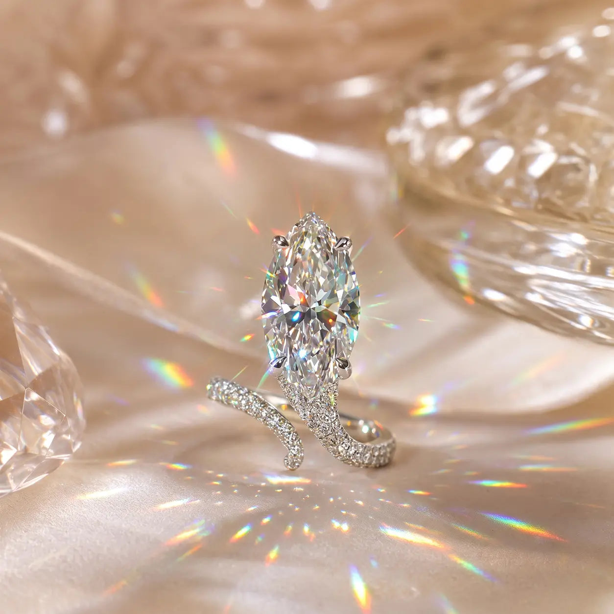 The Marquise Embrace™ Lab-Grown Diamond Bypass Ring — An Elongated Marquise Center, Sculpted Pavé Wrap & Complete Statement Look in One Ring | Gold or Silver | Last Day Sale-90% OFF🔥