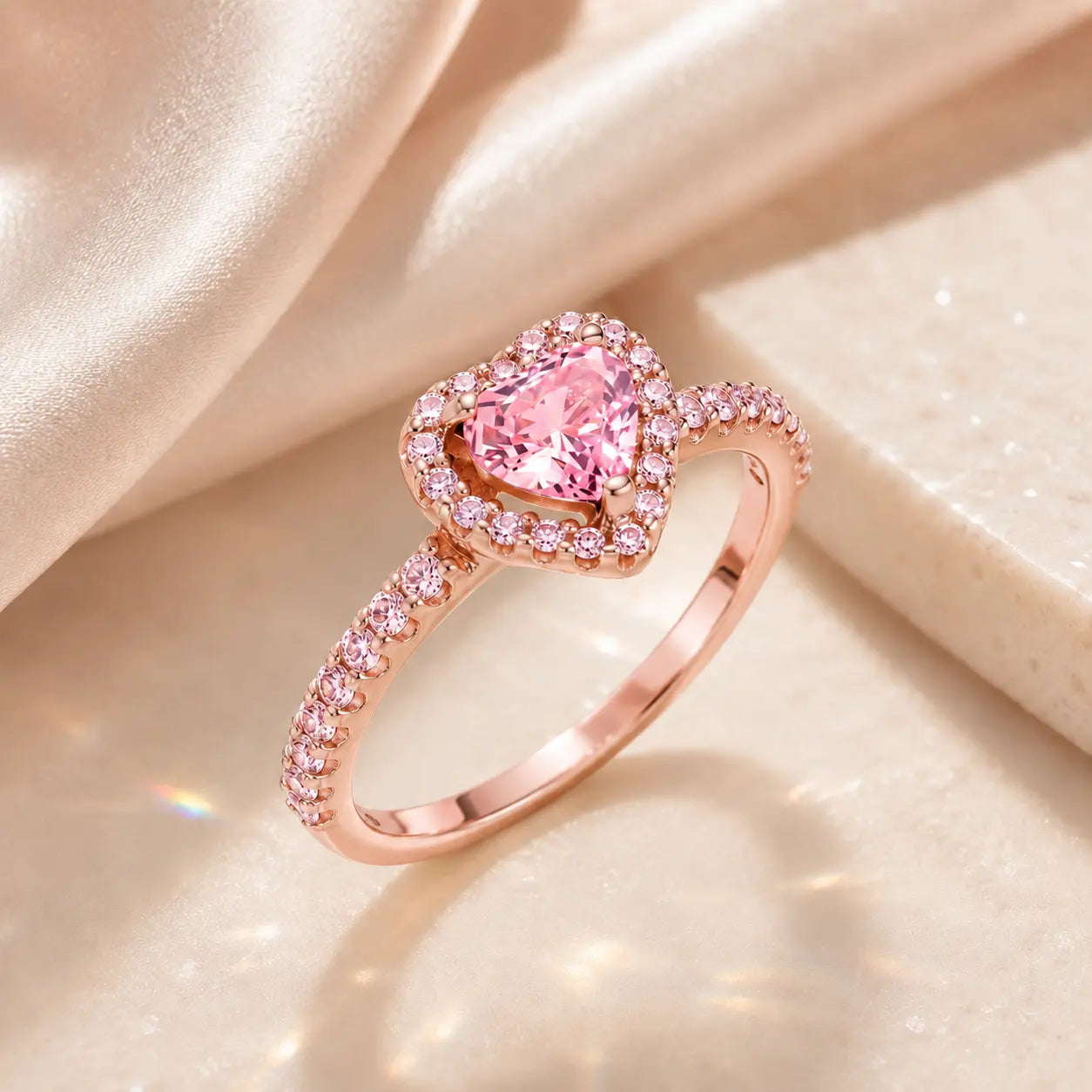 The Blush Promise™ Pink Heart Halo Ring — Grown-Up Romance, Made to Mean More | Last Day Sale-90% OFF🔥
