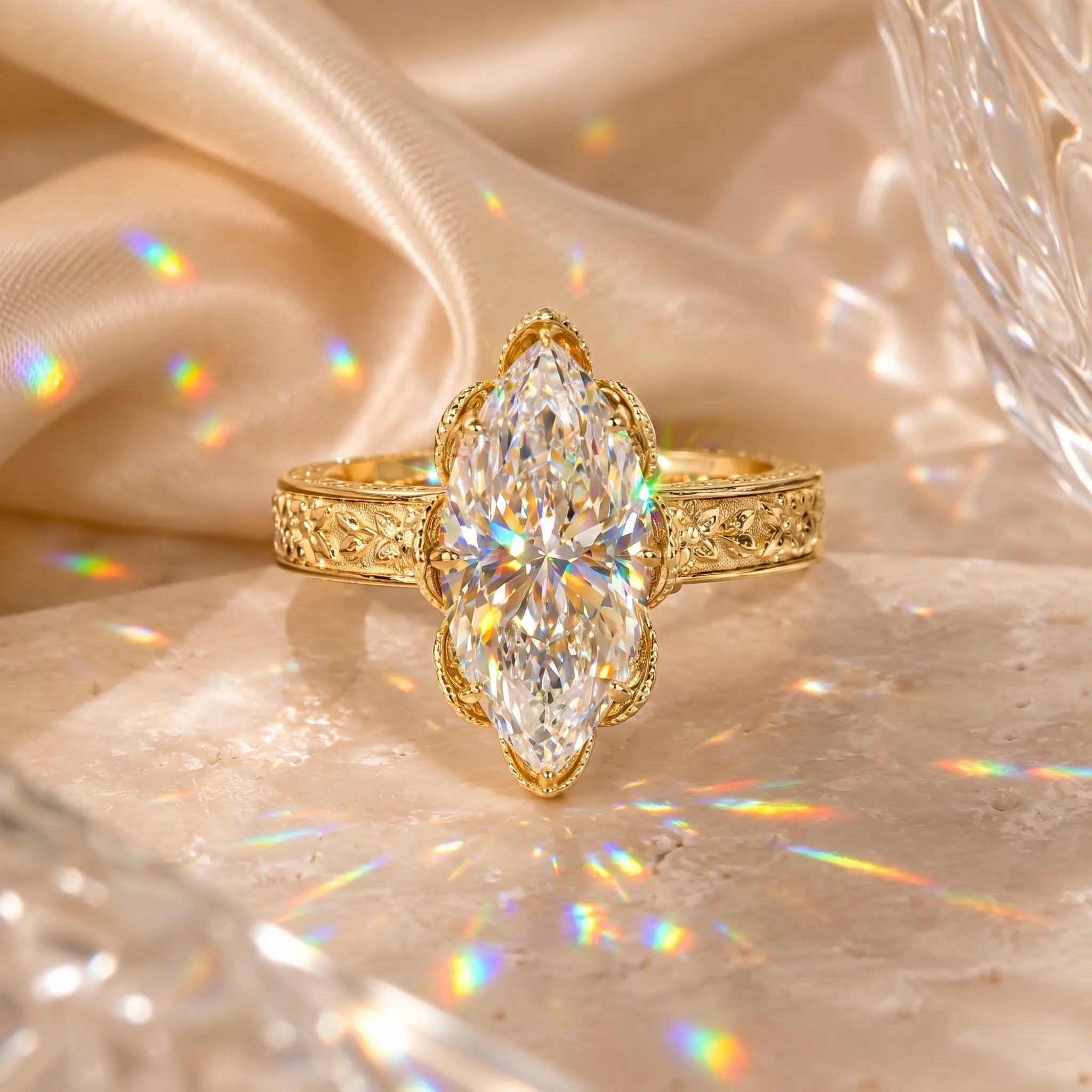 The Everbloom Marquise™ Lab-Grown Diamond Ring — An Elongated Floral Heirloom Design Made to Flatter Your Hand and Mark Every Meaningful Moment | Gold or Silver | Last Day Sale-90% OFF🔥