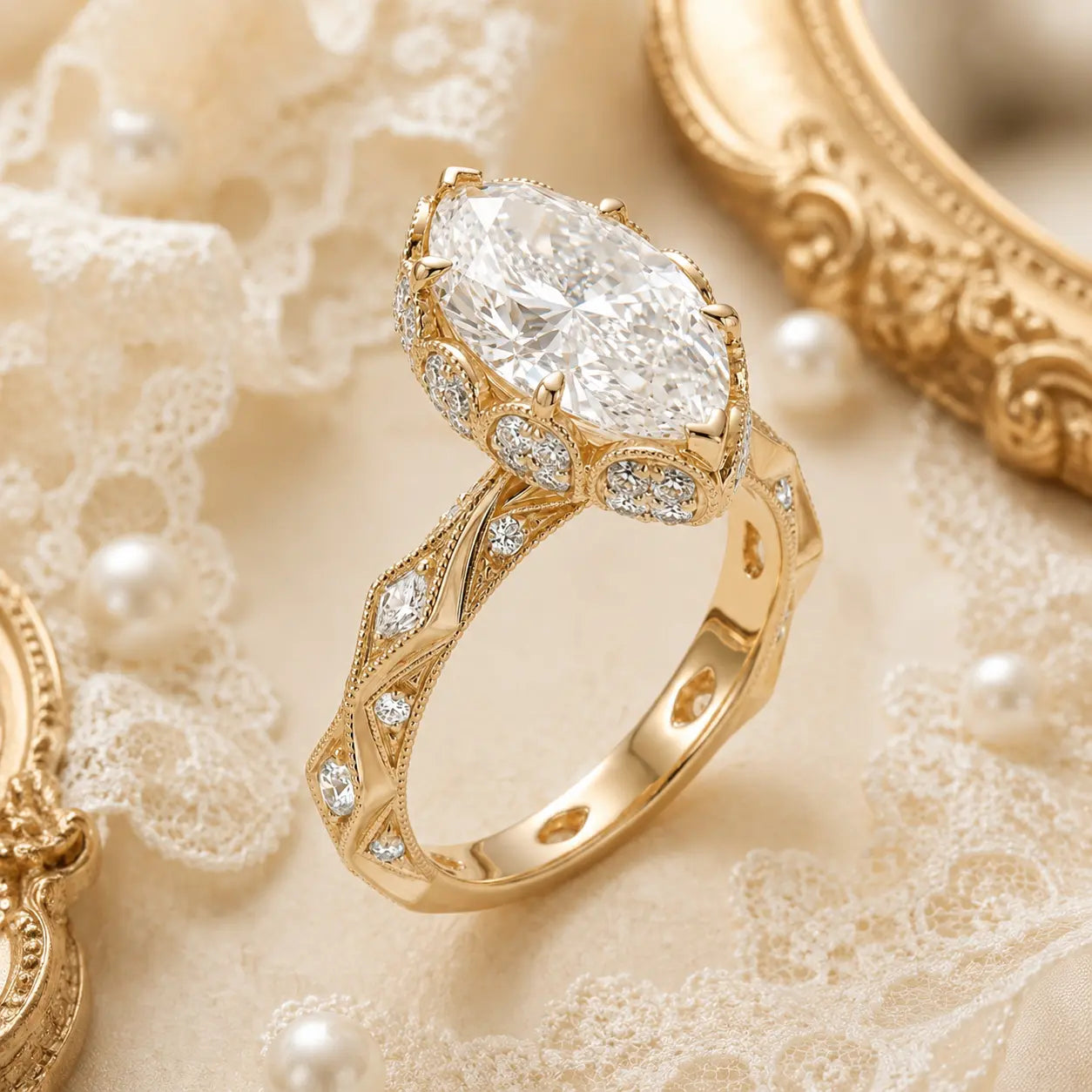 A Timeless Heirloom-Inspired Marquise Ring With Unforgettable Diamond Brilliance | Last Day Sale-90% OFF🔥
