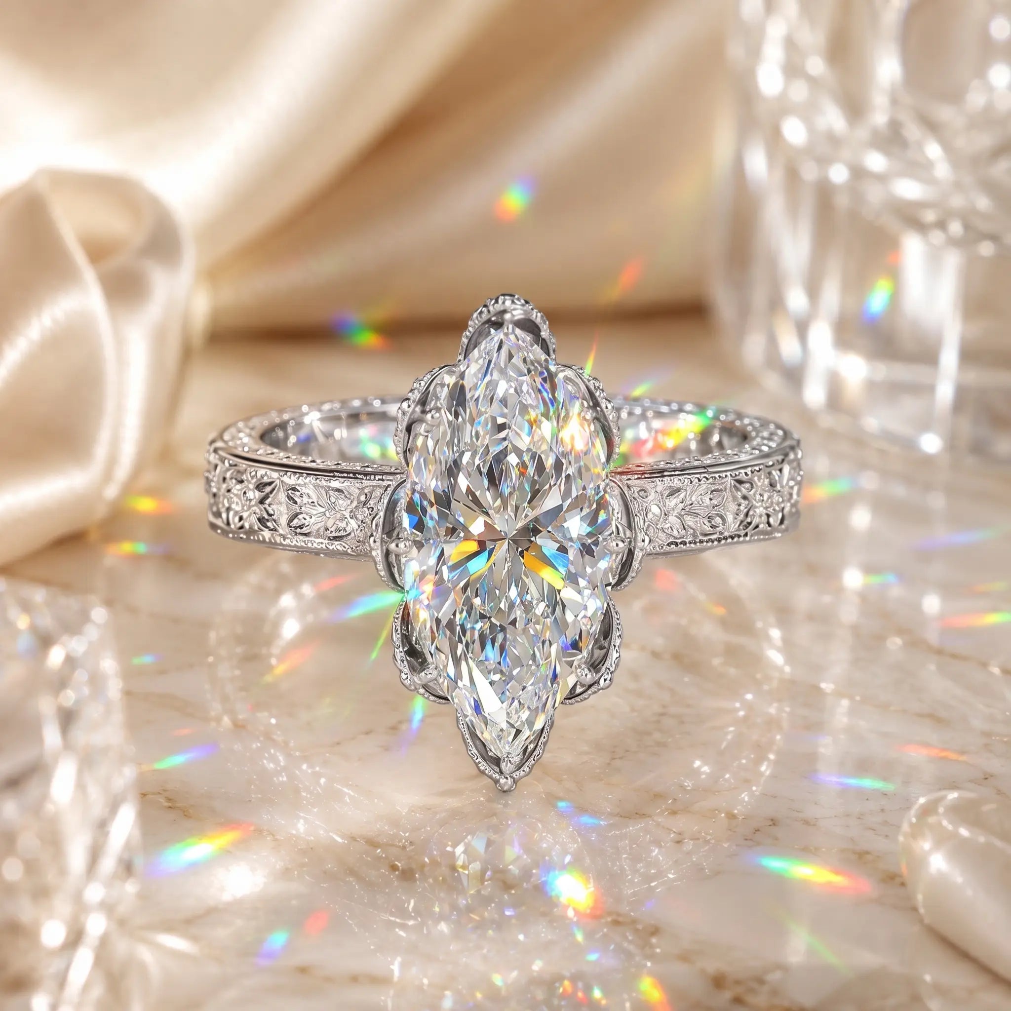The Everbloom Marquise™ Lab-Grown Diamond Ring — An Elongated Floral Heirloom Design Made to Flatter Your Hand and Mark Every Meaningful Moment | Gold or Silver | Last Day Sale-90% OFF🔥