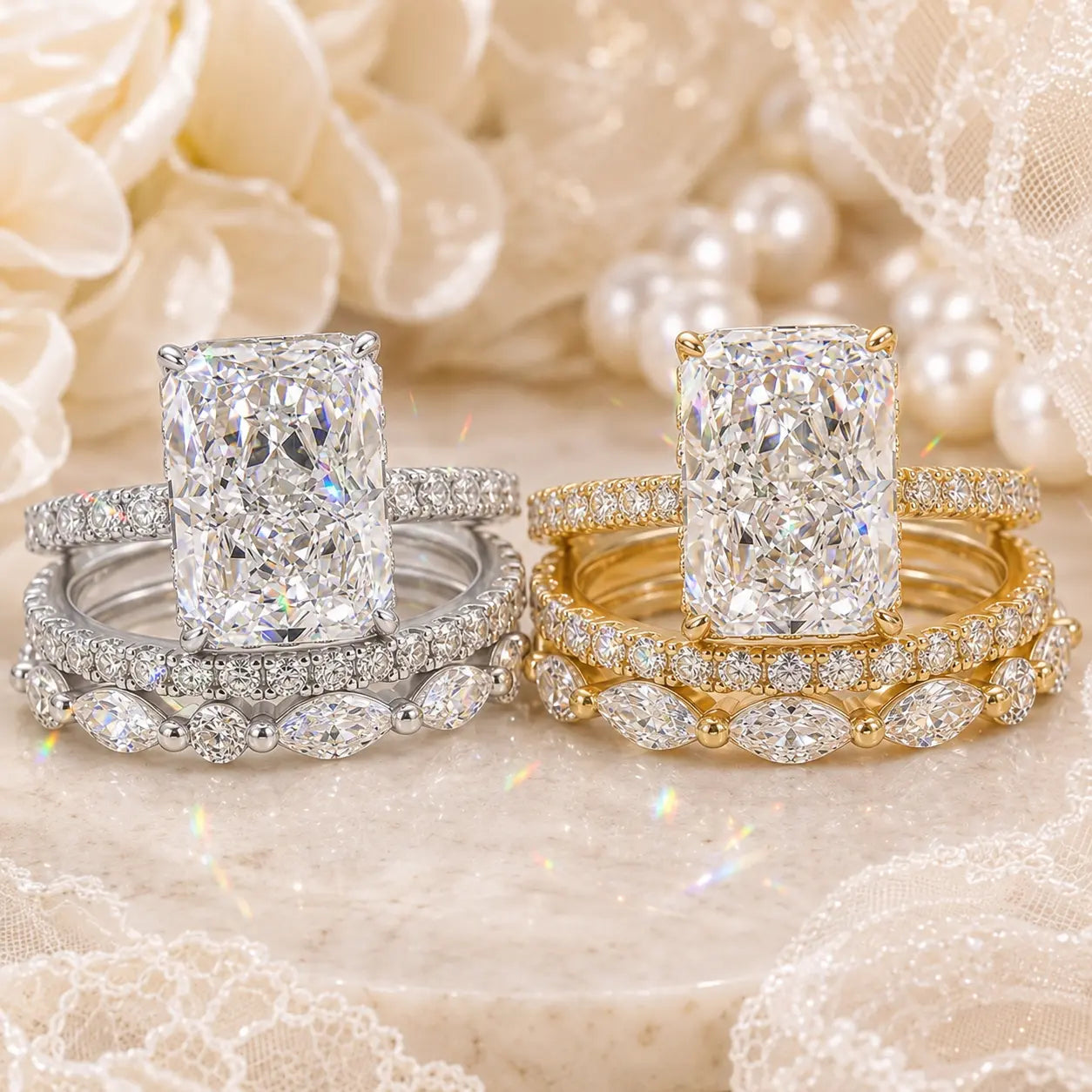 The Complete 3-Ring Bridal Stack — One Timeless Set, Endless Ways to Wear Your Sparkle | Gold or Silver | Last Day Sale-90% OFF🔥