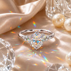 The Blush Bloom™ Oval Moissanite Ring — A Brilliant Oval Center Framed by Delicate Baby’s-Breath Sapphire Clusters in Gold or Silver | Last Day Sale-90% OFF🔥
