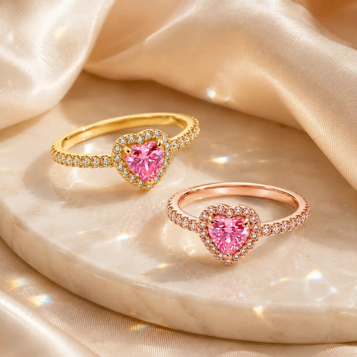 The Blush Promise™ Pink Heart Halo Ring — Grown-Up Romance, Made to Mean More | Last Day Sale-90% OFF🔥