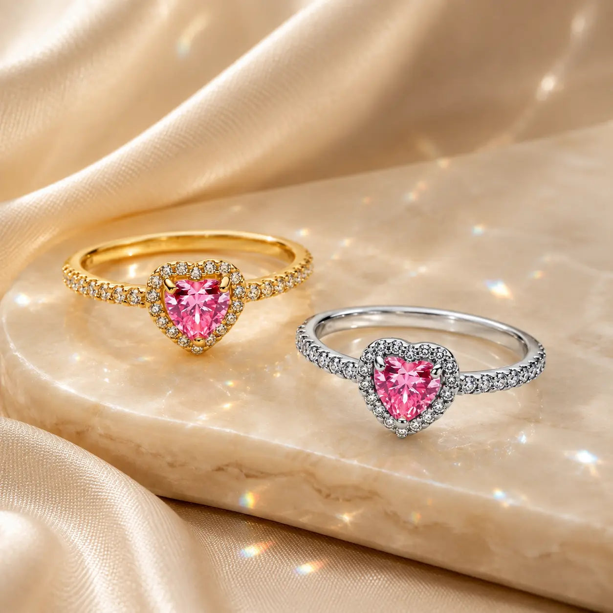 The Blush Promise™ Pink Heart Halo Ring — Grown-Up Romance, Made to Mean More | Last Day Sale-90% OFF🔥