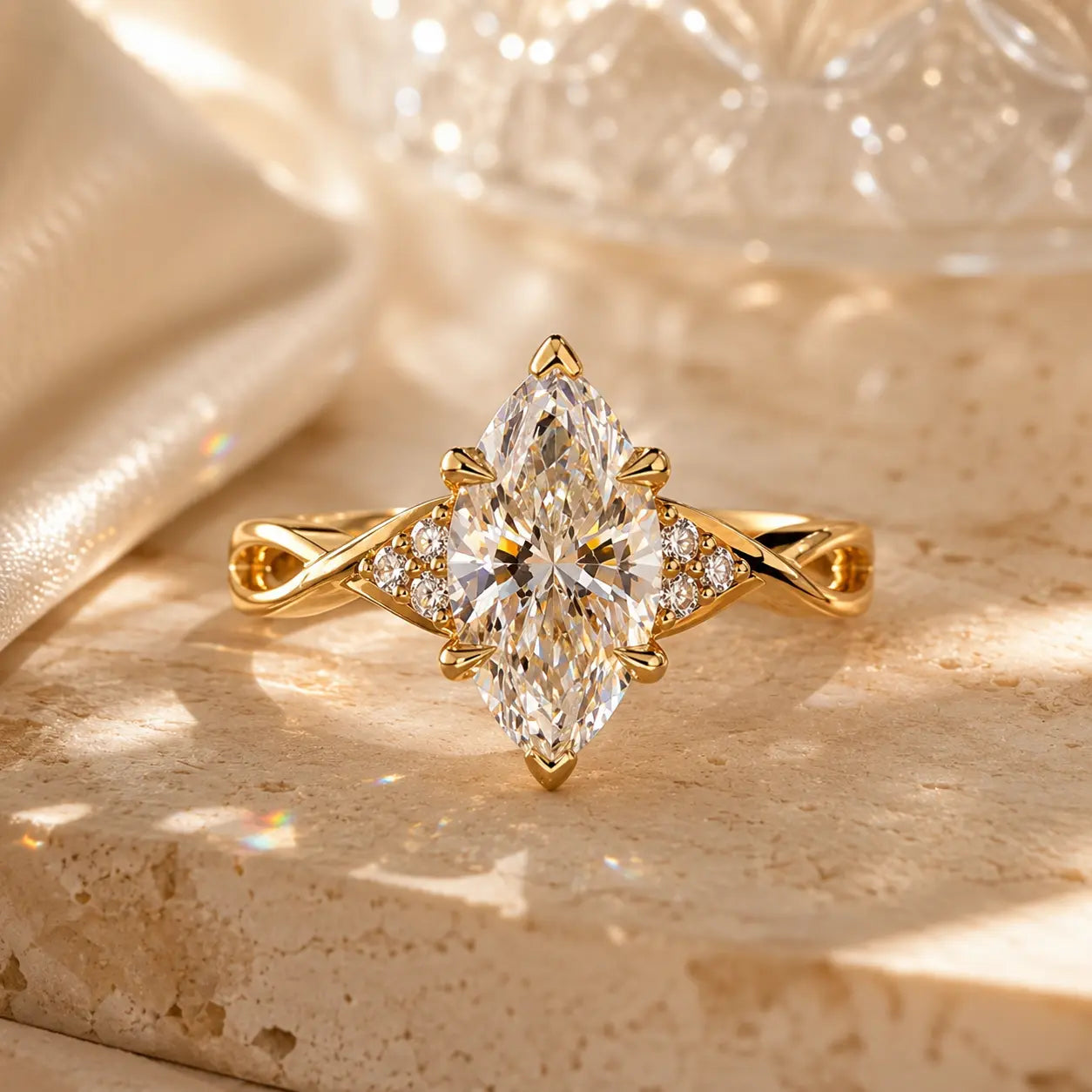 The Marquise That Makes Every Hand Look More Elegant — Brilliant Lab-Grown Diamond Twist Ring for Everyday Sparkle | Gold or Silver | Last Day Sale-90% OFF🔥