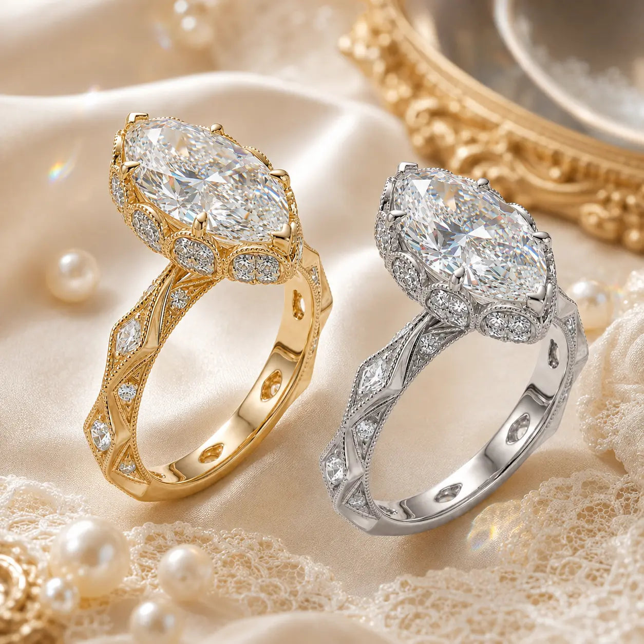 A Timeless Heirloom-Inspired Marquise Ring With Unforgettable Diamond Brilliance | Last Day Sale-90% OFF🔥