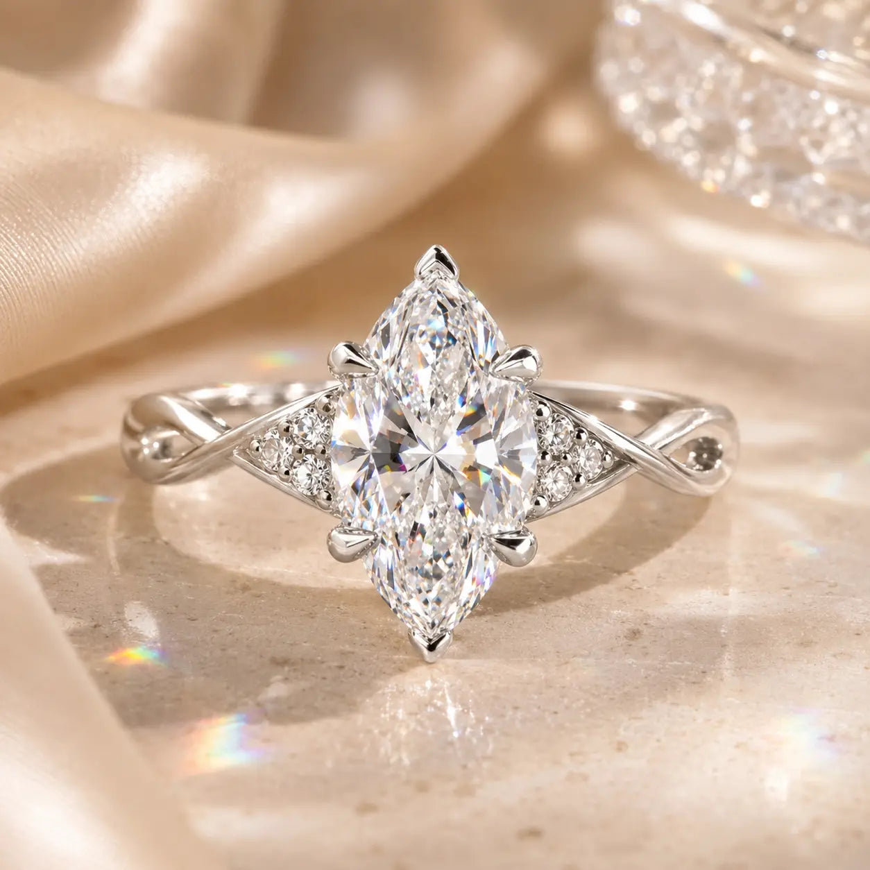 The Marquise That Makes Every Hand Look More Elegant — Brilliant Lab-Grown Diamond Twist Ring for Everyday Sparkle | Gold or Silver | Last Day Sale-90% OFF🔥