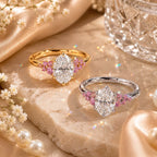The Blush Bloom™ Oval Moissanite Ring — A Brilliant Oval Center Framed by Delicate Baby’s-Breath Sapphire Clusters in Gold or Silver | Last Day Sale-90% OFF🔥