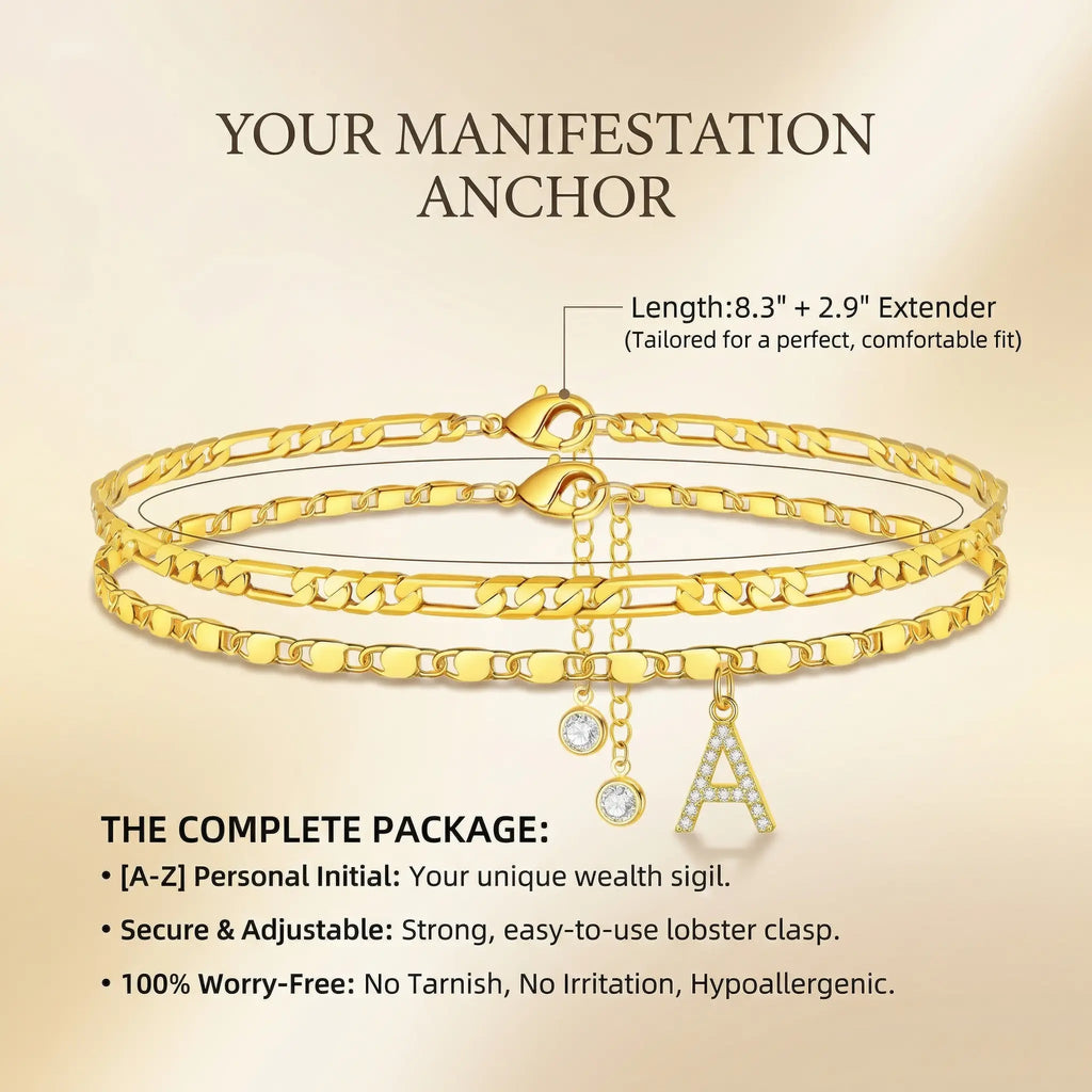 Manifest Your Wealth: The 24K Gold-Aura Personalized Manifestation Anklet -Last Day Sale-90% OFF🔥