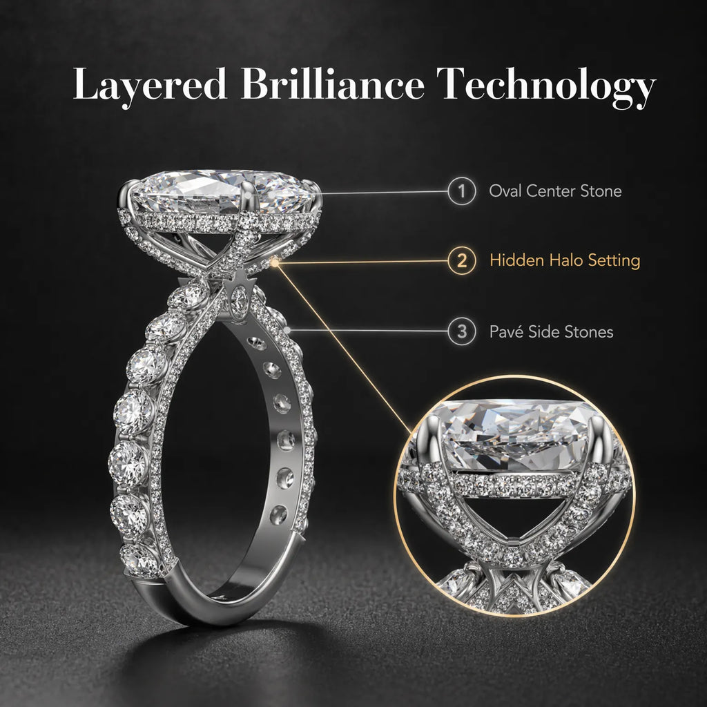 Elegant Oval Hidden Halo Ring – Timeless Luxury Sparkle Designed For Everyday Elegance -Last Day Sale-90% OFF🔥