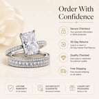 6CT Radiant Moissanite Ring Set – Large-Carat 2-Piece Stackable Ring With Matching 3-Row Band, Silver & 14K Gold Options | Last Day 90% OFF 🔥