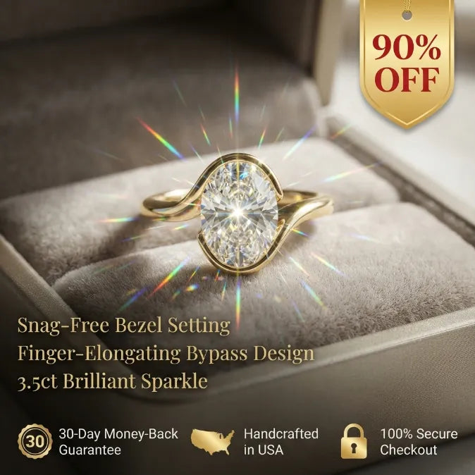 3.5ct Oval Bypass Ring | Snag-Free Bezel Setting, Finger-Elongating Comfort Fit--Last Day Sale-90% OFF🔥