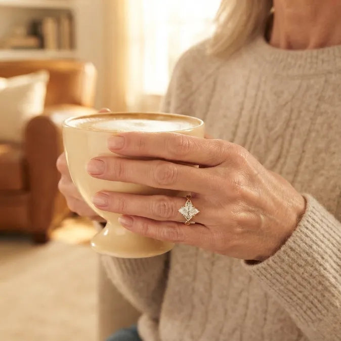 Classic Marquise Cut Solitaire Ring with Infused Twist Band--Last Day Sale-90% OFF🔥