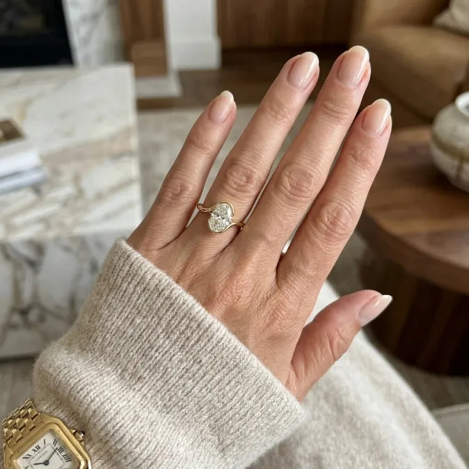 3.5ct Oval Bypass Ring | Snag-Free Bezel Setting, Finger-Elongating Comfort Fit--Last Day Sale-90% OFF🔥
