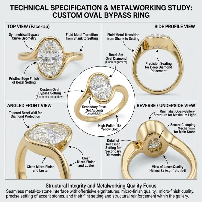 3.5ct Oval Bypass Ring | Snag-Free Bezel Setting, Finger-Elongating Comfort Fit--Last Day Sale-90% OFF🔥