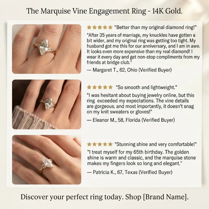 Classic Marquise Cut Solitaire Ring with Infused Twist Band--Last Day Sale-90% OFF🔥