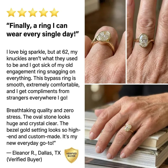 3.5ct Oval Bypass Ring | Snag-Free Bezel Setting, Finger-Elongating Comfort Fit--Last Day Sale-90% OFF🔥